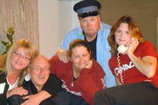 the cast of “On no, not Again”, l-r, Sandy Turcotte, Dick Miller, Julia McKay, Peter Lovett and Lisa Wilberforce at the Bellrock Schoolhouse Theatre upcoming on October 3, 4 and 5